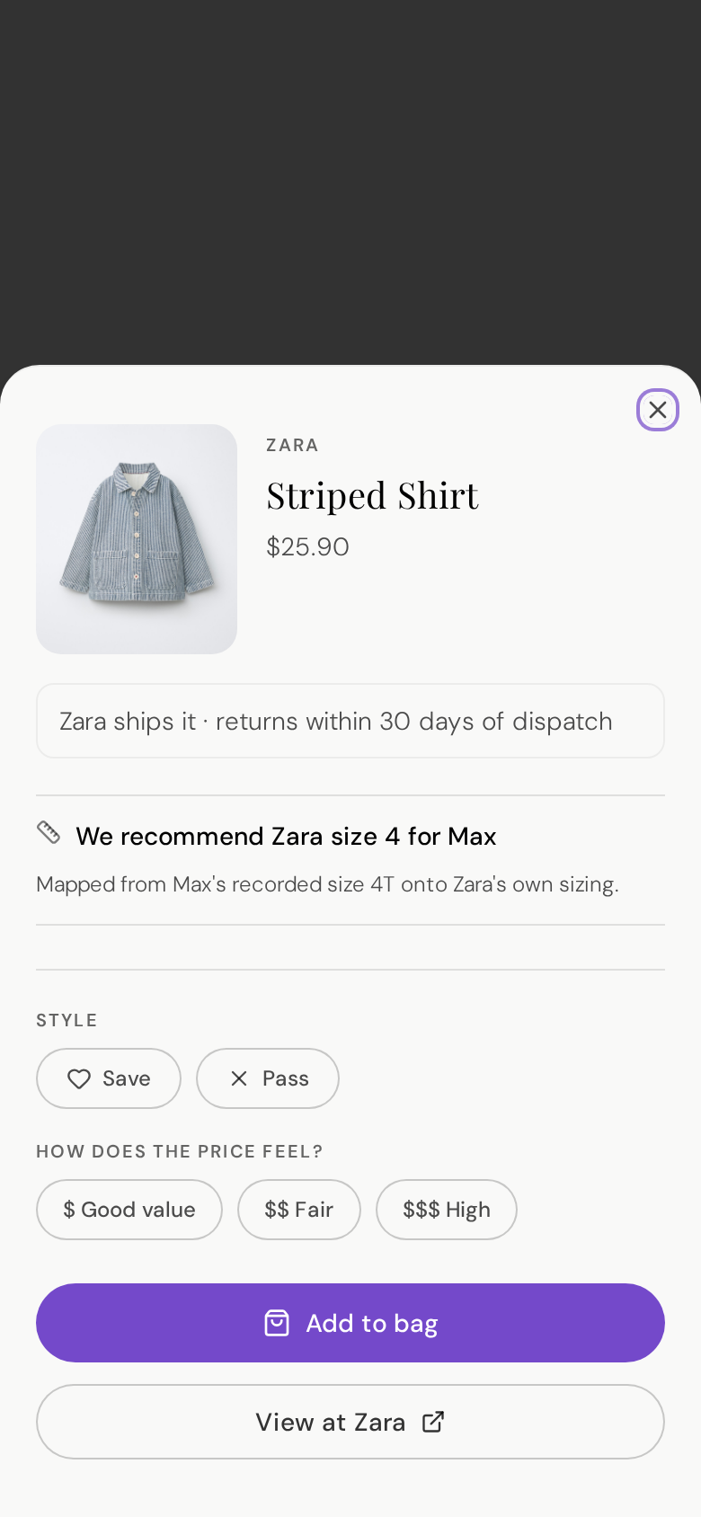 Fit guidance and an honest path to the retailer.